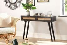 Manhattan 2 Drawer Cane & Wood Dressing Table Or Console Unit - FREE LOCAL DELIVERY ONLY
