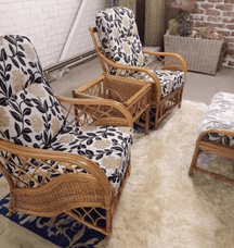 Oslo Package - x2 Chairs, Side Table Plus Footstool - Lorcan Fabric