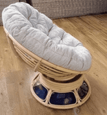 Papasan Swivel 360 Chair - Silver Grey Chenille Fabric