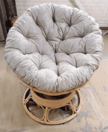 Papasan Swivel 360 Chair - Silver Grey Chenille Fabric