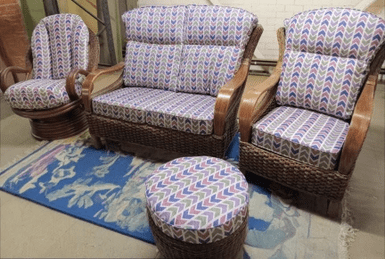 Paris Package - 2 Seater Sofa,x1 Chair, x1 Swivel Rocker & Round Storage Footstool