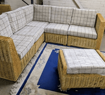 Rattan & Seagrass Ex- Display Frames/ New Cushions 5 Piece Corner Group & Footstool