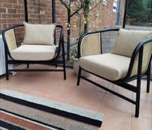 Seoul Black & Natural French Begere Mix Lounge Chairs x2