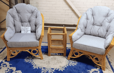 Sorrento Chairs x2 Plus Side Table Ex-Display Frames/New Cushions