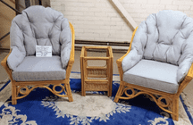 Sorrento Chairs x2 Plus Side Table Ex-Display Frames/New Cushions