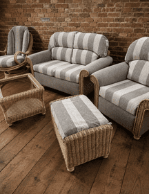 Stamford Sofa, x1 Chair, x1 Swivel Rocker Plus Coffee Table & Footstool Package - Athena Stripe