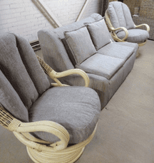 Upholstered 2 Seater Sofa Plus Deluxe Swivel Rockers