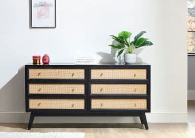 Venice 6 Drawer Black Chest - Free Local Delivery Only Available
