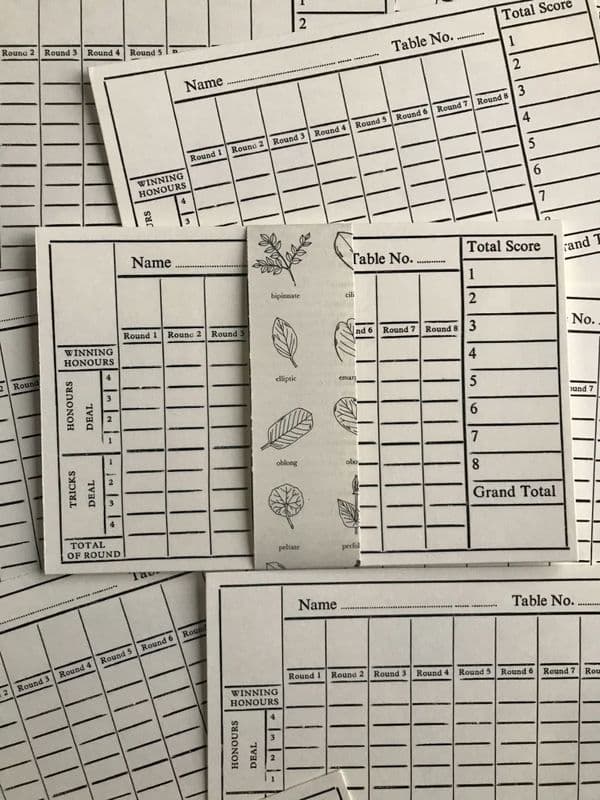10 Vintage Whist Drive Score Cards