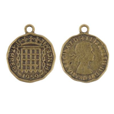 2 Steampunk Thre'penny Charms