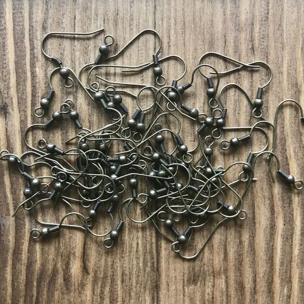 24 (12 Pairs) Ear-Wires Antique Gold