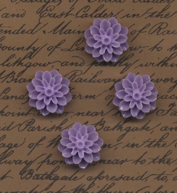 4 Dahlia Cabochons Lavender