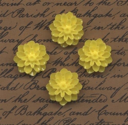 4 Dahlia Cabochons Lemon