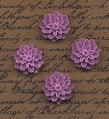 4 Dahlia Cabochons Lilac