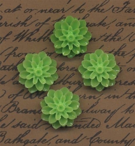 4 Dahlia Cabochons Lime