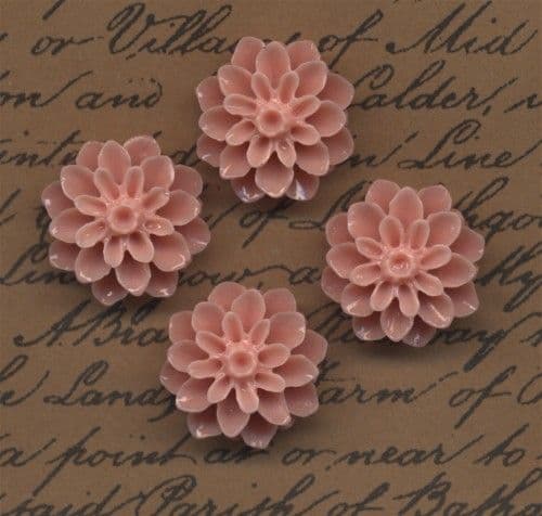 4 Dahlia Cabochons Rose