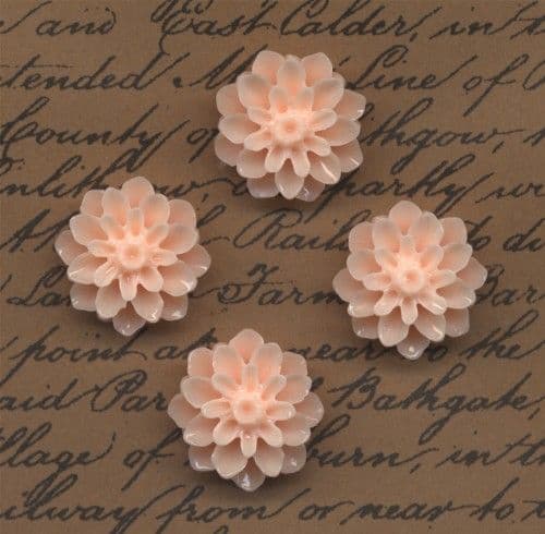 4 Dahlia Cabochons Salmon