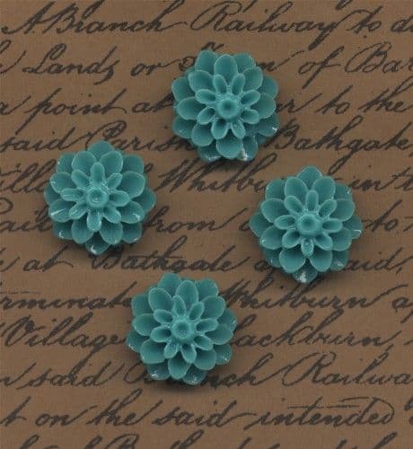 4 Dahlia Cabochons Sea Green