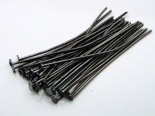 40 Head Pins Black Antique