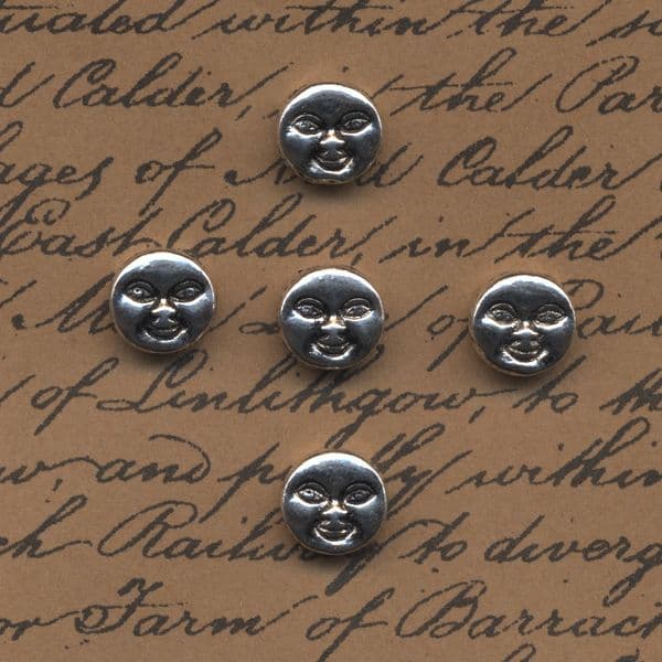 5 Tibetan Silver Face Charms - Round