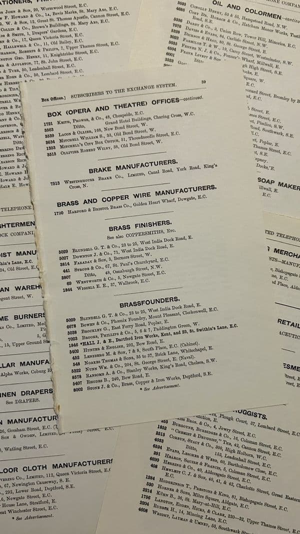 5 Victorian Telephone Directory Pages