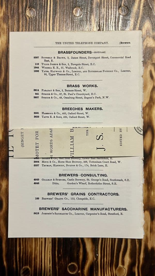 5 Victorian Telephone Directory Pages