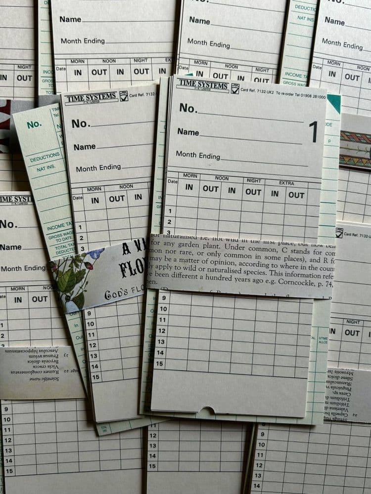 8 Time Cards - Clock Cards