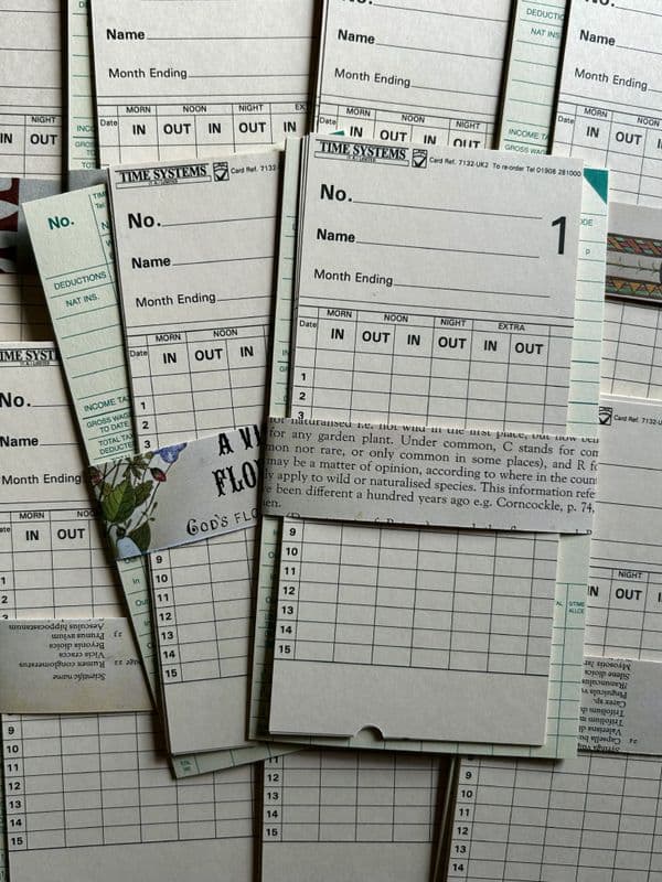 8 Time Cards - Clock Cards