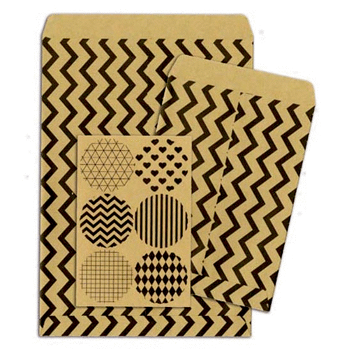 Bo Bunny Kraft Gift Bag - Chevron