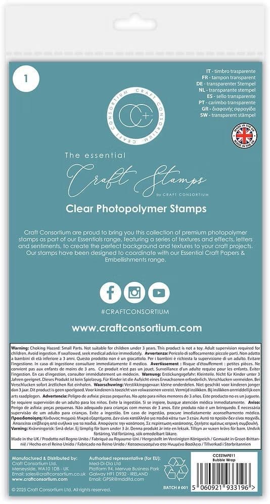 Craft Consortium - A6  Clear Stamp Set - Bubble Wrap