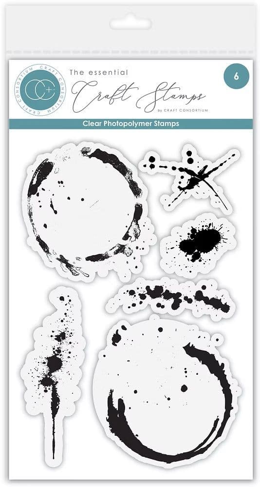 Craft Consortium - A6 Clear Stamp Set - Ink & Coffee Stains