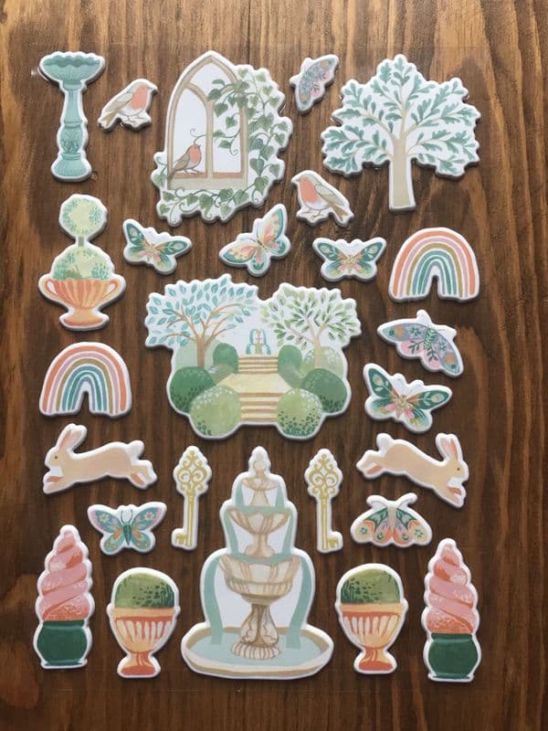 Craft Consortium Puffy Stickers Secret Garden