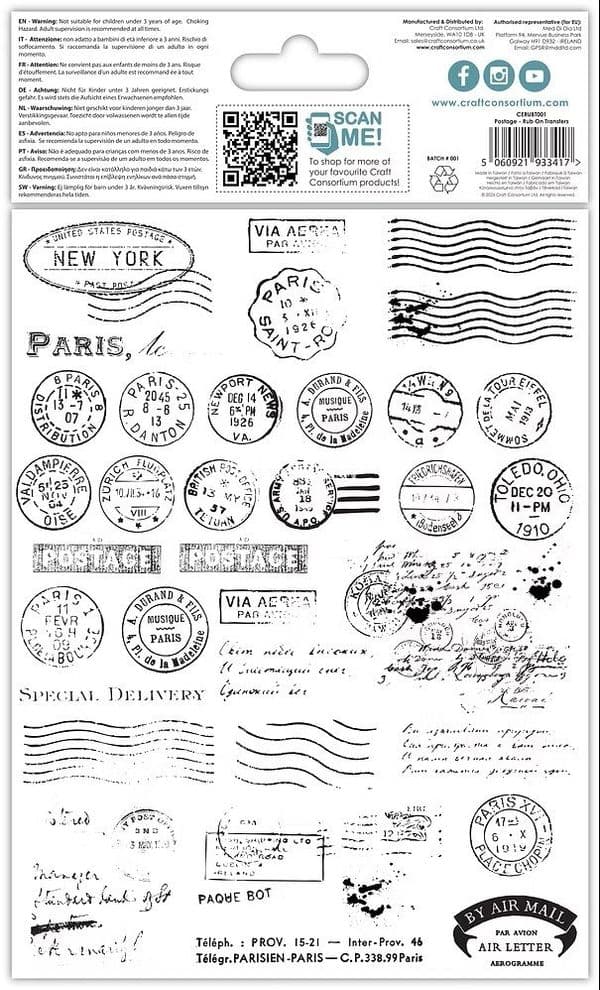 Craft Consortium - Rub-On Transfers - Postage