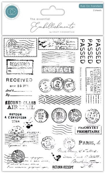 Craft Consortium - Rub-On Transfers - Postage