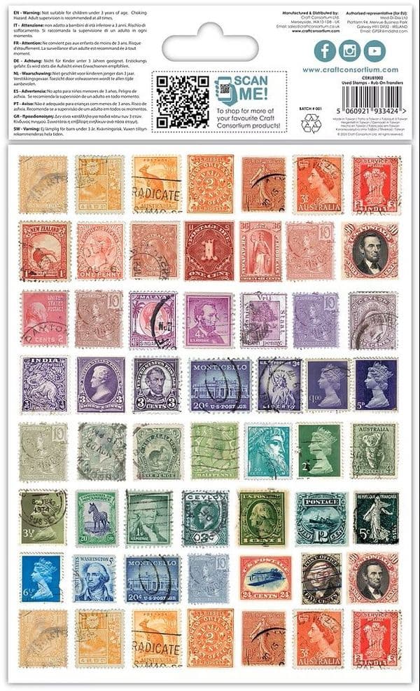 Craft Consortium - Rub-On Transfers - Used Stamps