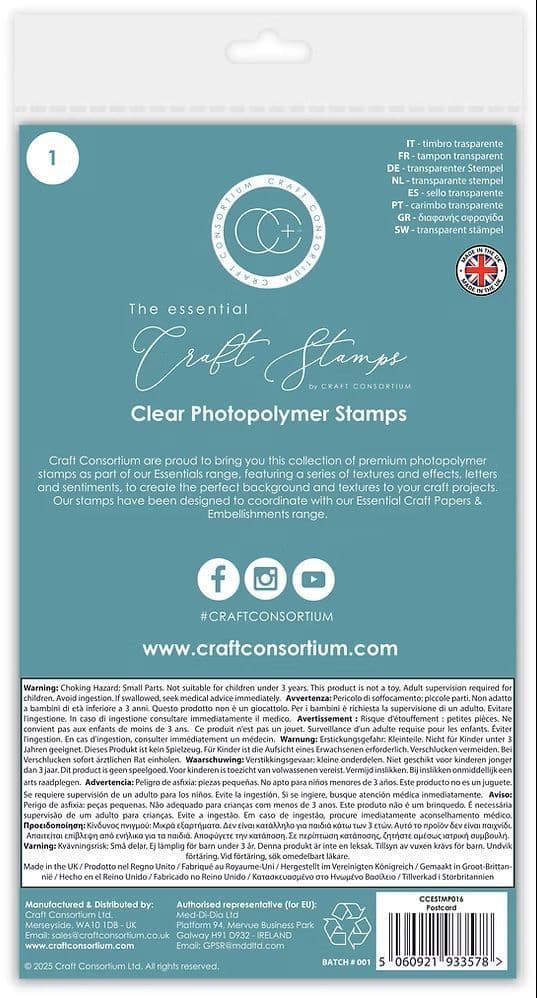 Craft Consortium - The Collector - Postcard - A6  Clear Stamp Set