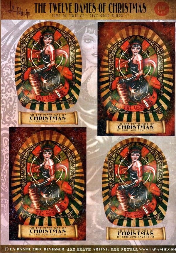 La Pashe 12 Dames of Christmas Collage Sheet 05 Gold Rings