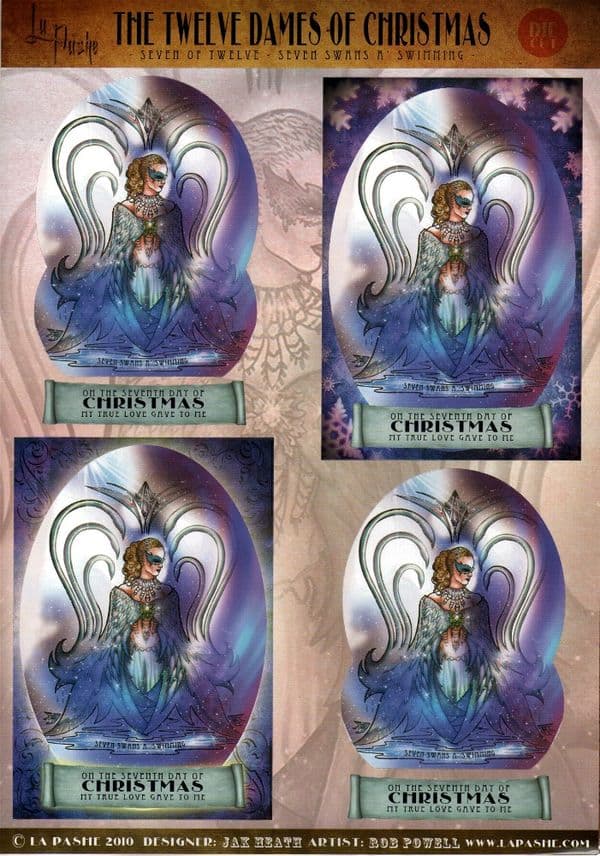 La Pashe 12 Dames of Christmas Collage Sheet 07 Swans