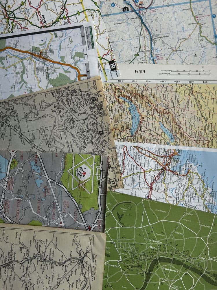 Assorted Maps Maps - 10 Assorted Map Pages & Pieces