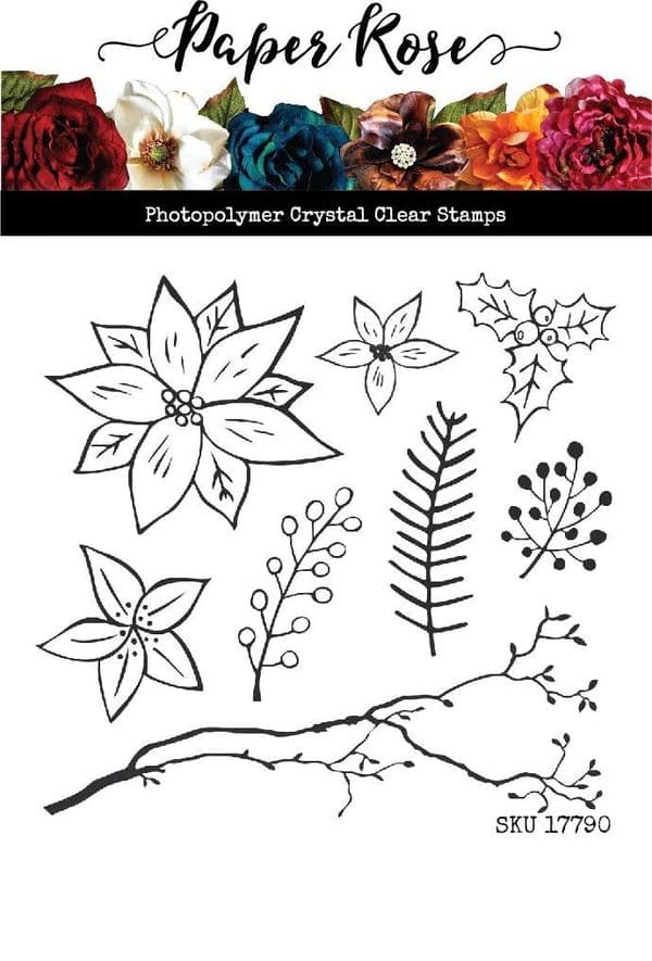 Paper Rose Stamp & Die Set Christmas Poinsettia