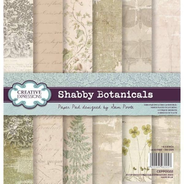 Sam Poole - Shabby Botanicals - 8x8 Paper Pad -