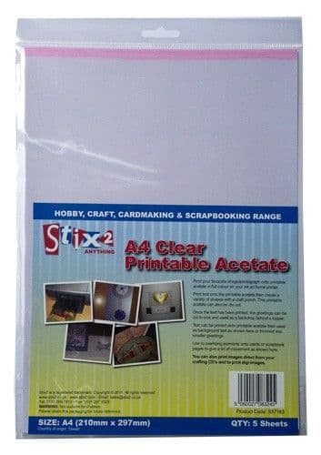Stix 2 A4 Clear Printable Acetate Sheets