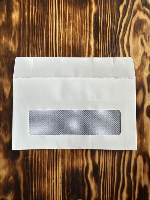 White Window Envelope - 89mm x 152mm