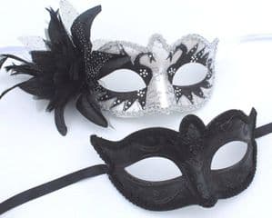 Black and Silver Masquerade Masks - His and Hers Masks | Masks and Tiaras