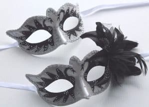 Black and Silver Swan Lake Masquerade Masks - His and Hers Masquerade Masks | Masks and Tiaras
