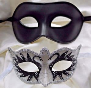 Black and Silver Swan Lake Masquerade Masks - His and Hers Masquerade Masks | Masks and Tiaras