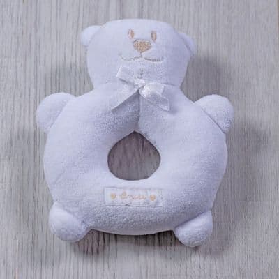 Emile et Rose - Amor White Bear Ring Baby Rattle
