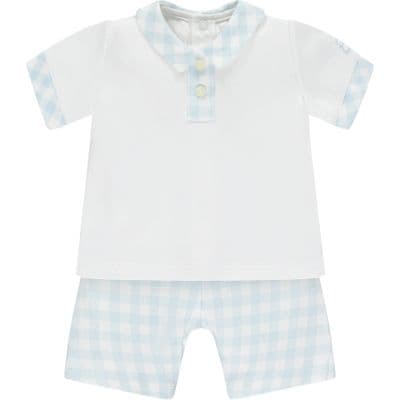 Emile et Rose - Doyle Pale Blue Gingham Baby Boys Shorts & Shirt Set