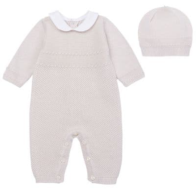 Emile et Rose - Harley Stone Knitted Baby Playsuit with matching hat