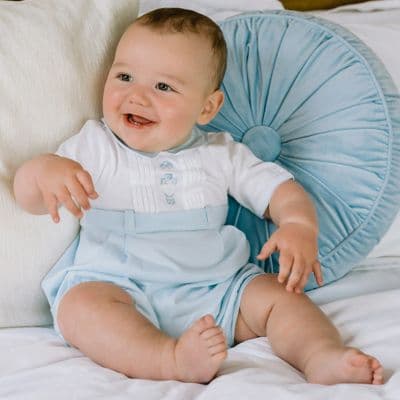 Emile et Rose - Jarvis Blue Baby Boys Toy Embroidery Summer Romper